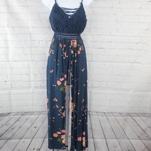 No Boundaries Blue Floral Shorts/Dress Romper